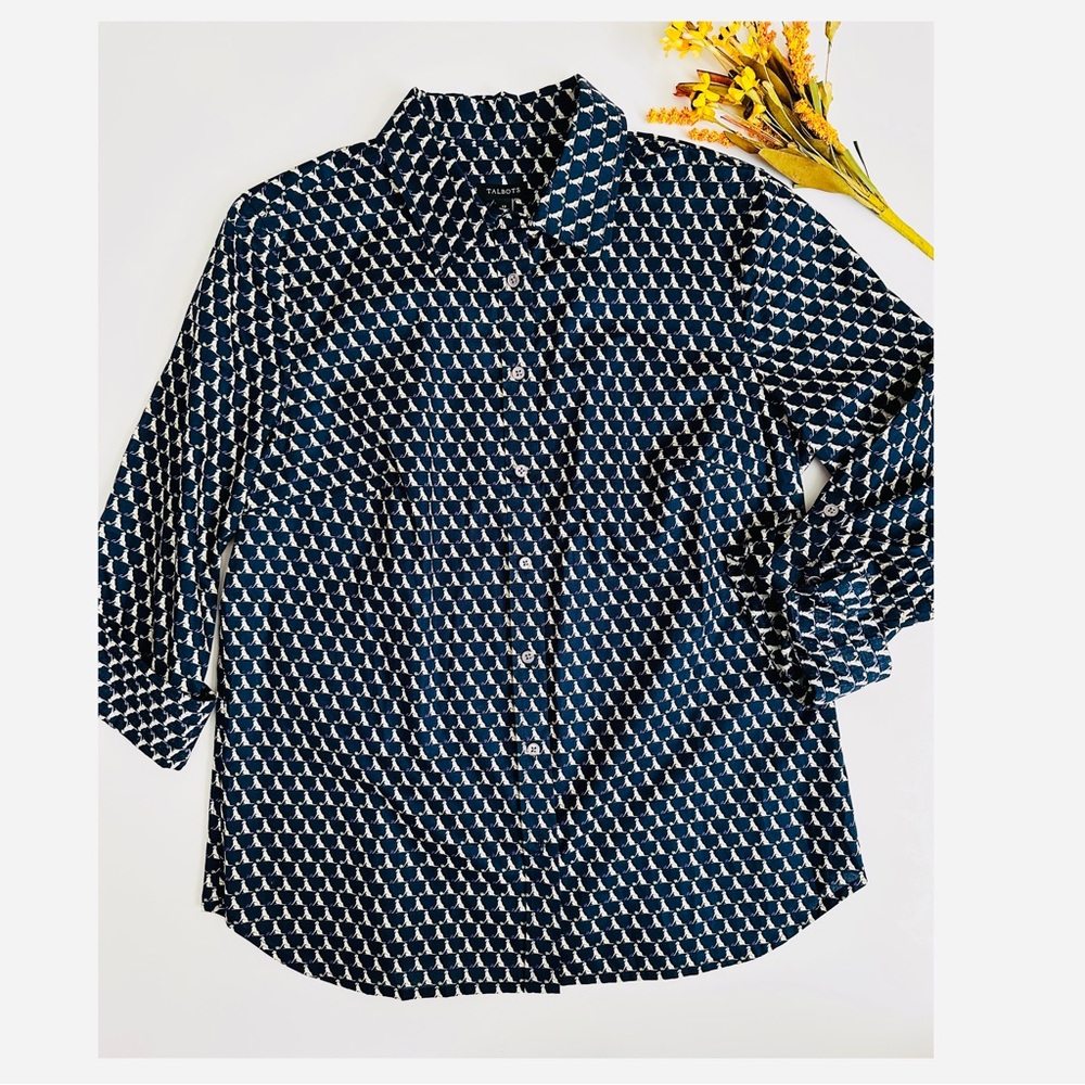 Navy Patterned Women's Top - Picture 3 of 7